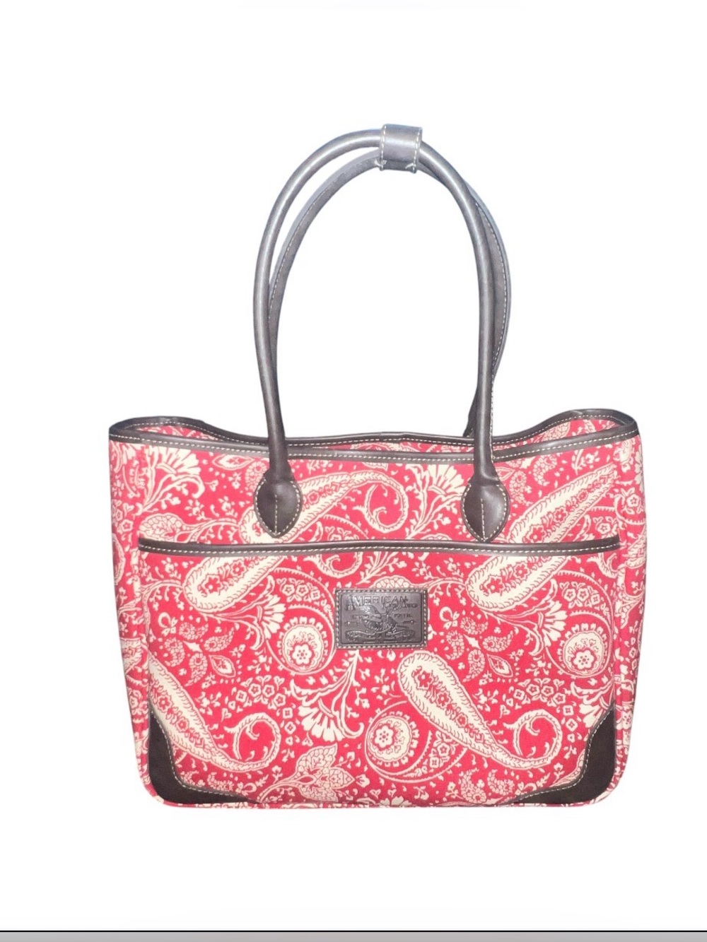 NWOT American Living Mackenzie Red Paisley Canvas Travel Luggage Tote